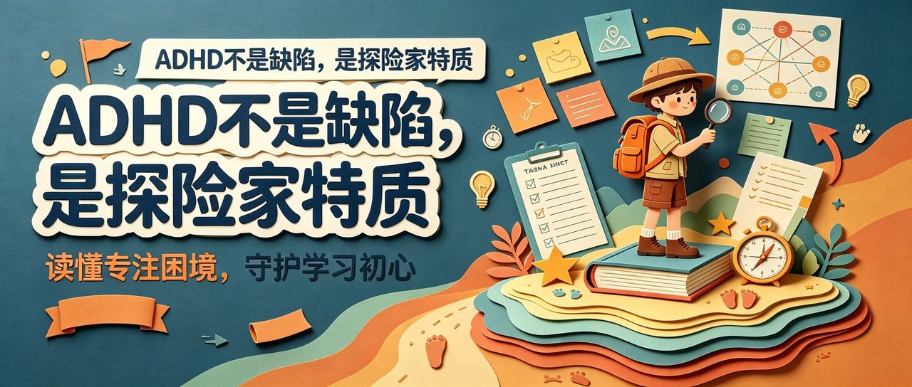 ADHD 探险家特质与家庭干预示意图